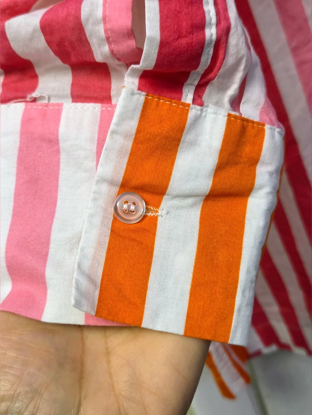 Beach Riot Striped Button Down Shirt Coverup Pink Orange Size L/XL